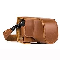 Panasonic Lumix DMC-GX85, DMC-GX80 (12-32mm) Ever Ready Leather Camera Case and Strap, with Battery Access - Light Brown - MG1302