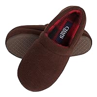 Chaps Boys' Moccasin Slipper House Shoe with Indoor/Outdoor Nonslip Sole Slipper, Brown Closed Back, Large