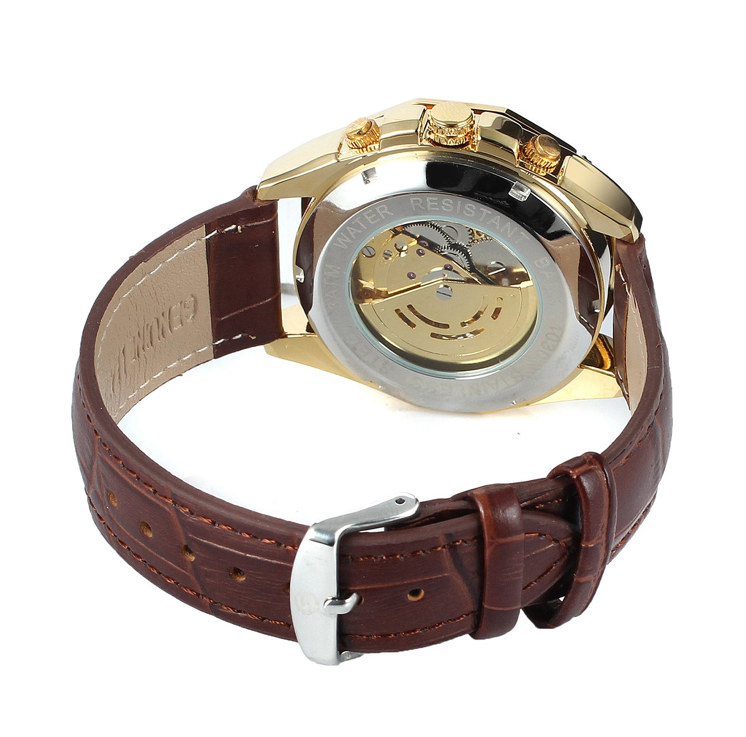 FORSINING Men's Skeleton Automatic Movement Analogue Dial Watch with Leather Strap