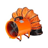 VEVOR Portable Utility Blower Fan, 8 Inch 195W 1070 CFM Heavy Duty Cylinder Axial Exhaust Fan with 16.4ft Duct Hose, Industrial Ventilator for Ventilating Workshops, Confined Space