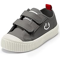 Toddler Shoes for Boys & Girls, Canvas Velcro Sneakers with Candy-Colored Sole Size 6-14