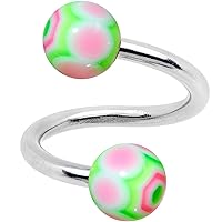 Body Candy Womens Stainless Steel Watermelon Rainbow Spiral Twister Belly Button Ring