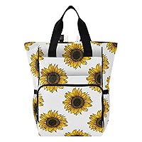 Sunflowers Diaper Bag Backpack for Dad Mom Large Capacity Baby Changing Totes with Three Pockets Multifunction Maternity Travel Bag for Travelling Picnicking