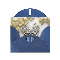 NEZIH Rhinestone Butterfly And Flower Print Thank You Cards With Envelopes Classic Blank Thank Pearl Paper Greeting Card,