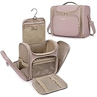 BAGSMART Travel Toiletry Bag for Women, Hanging Toiletry Bag Large Capacity Cosmetic Makeup Bag, Essentials Travel Organizer for Full Sized Toiletries and Cosmetics, Pink
