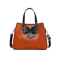 Bowknot Luxury Pu Leather Handbag Large Capacity Shoulder Bag Casual Crossbody Bag (Color : Brown, Size : 28x13x20cm)