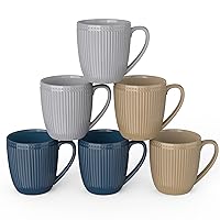 Coffee Mugs Set of 6, 16 Oz Coffee Mugs, Porcelain Mugs, Large and Easy to Grip Mug Sets, Embossed Coffee Cup Set for Coffee, Multicolor-15