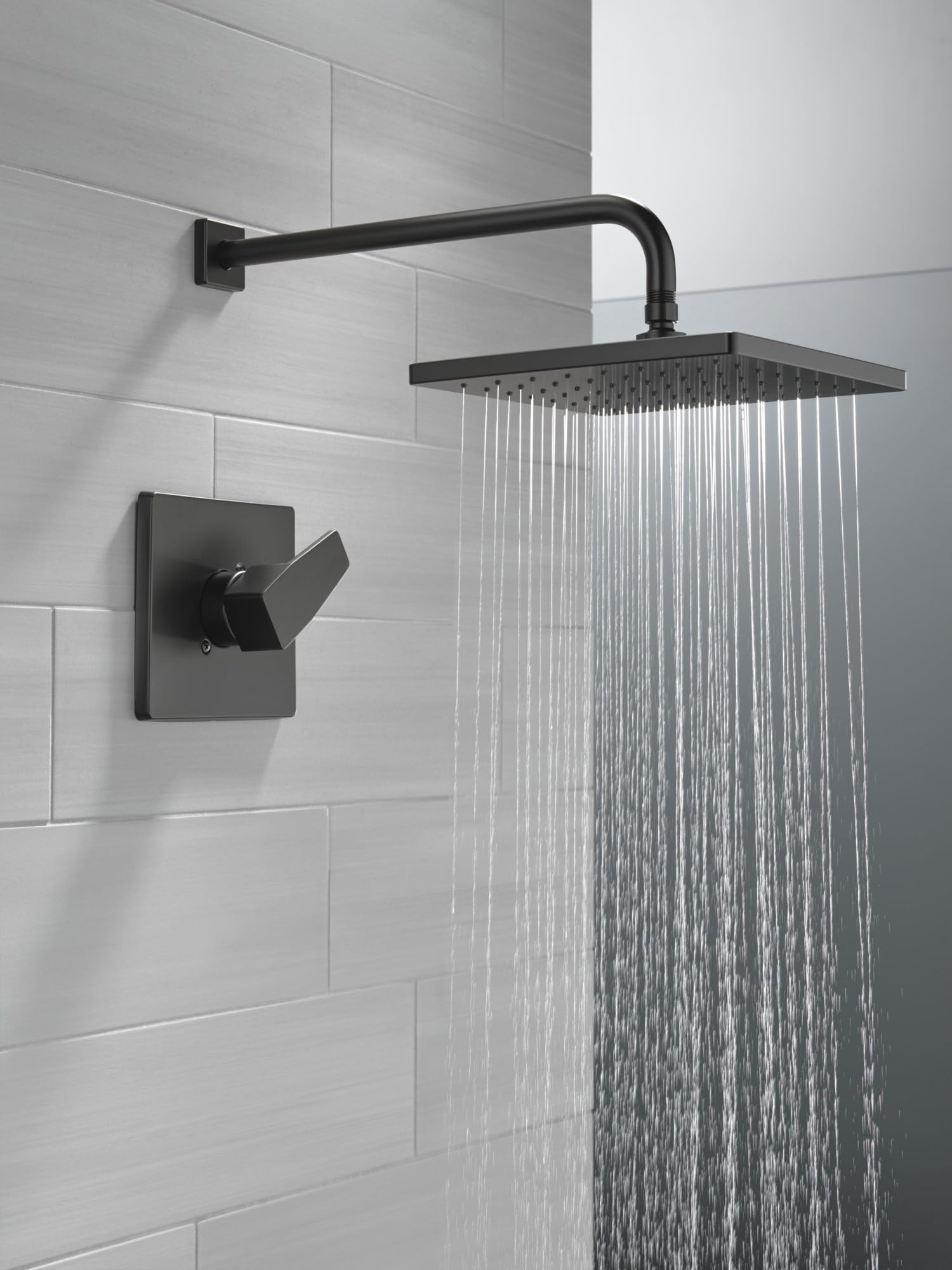 Delta Faucet Modern Raincan Square Single-Function Shower Valve Trim Kit Black, Shower Faucet Set, Rainfall Shower Head Black, Delta Shower Trim Kit, Matte Black T14268-BL-PP (Valve Not Included)