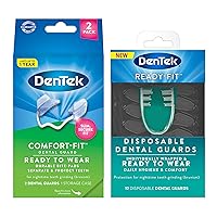 DenTek, Comfort-Fit Dental Guard for Nighttime Teeth Grinding, 2 Count (Packaging May Vary) with DenTek ReadyFit Disposable Dental Guards BPA Latex Free, 12 Count