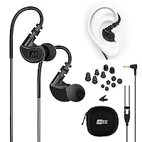 MEE audio M6 Sport Wired Earbuds, Noise Isolating In Ear Headphones, Sweatproof Earphones for Running/Gym/Workouts with Dynamic Enhanced Bass Sound, Memory Wire Earhooks, 3.5mm Jack Plug (Black)