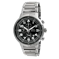 Gino Franco Men's Round Stainless Steel Chronograph Watch with Bracelet