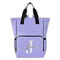 Lilac Custom Diaper Bag Backpack Personalized Large Baby Bag for Boys Girls Toddler Multifunction Maternity Travel Backpack for Mom Dad with Stroller Straps