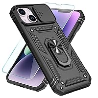 SunStory for iPhone 13 Case, iPhone 14 Case with HD Screen Protector & Slide Camera Cover & Kickstand, iPhone 13/14 Phone Case [Military-Grade] for iPhone 13/14 (Black)