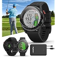 Garmin Approach S62 (Black) Premium Golf GPS Watch Bundle - Built-in Virtual Caddie, Mapping & Full Color Screen - Includes PlayBetter Screen Protectors & Portable Charger