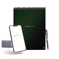 Rocketbook Smart Reusable Notebook, Flip Letter Size Spiral Notebook, Green, (8.5