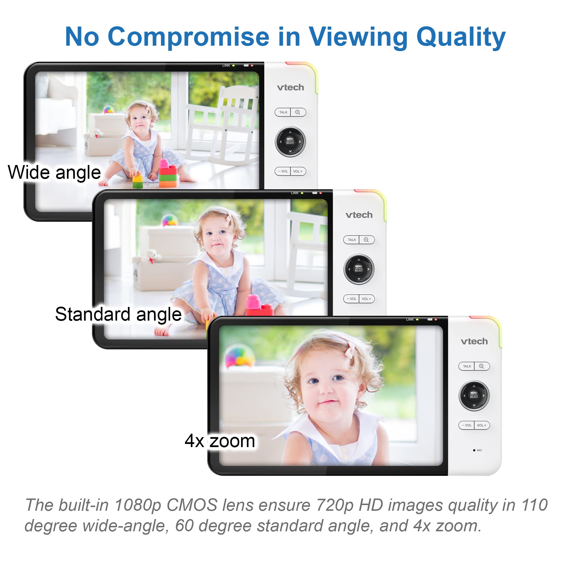 VTech VM919-2HD 2-cam Video Monitor with Battery Support 15-hr Streaming, 7