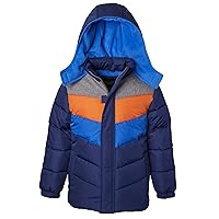 Sportoli Boys Hooded Fleece Lined Colorblock Winter Outerwear Puffer Jacket Coat