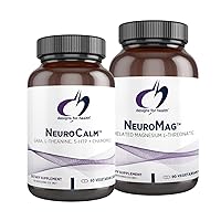 NeuroMag (90 Capsules) + NeuroCalm (60 Capsules) - Chelated Magnesium L-Threonate for Cognitive Support + Mood Support Supplement with L-Theanine, GABA - 2 Products