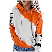 Fall Top Ladies SweatshirtsPrinted StitchingVacation Casual Pullover Shirt Pullover with Hood Women