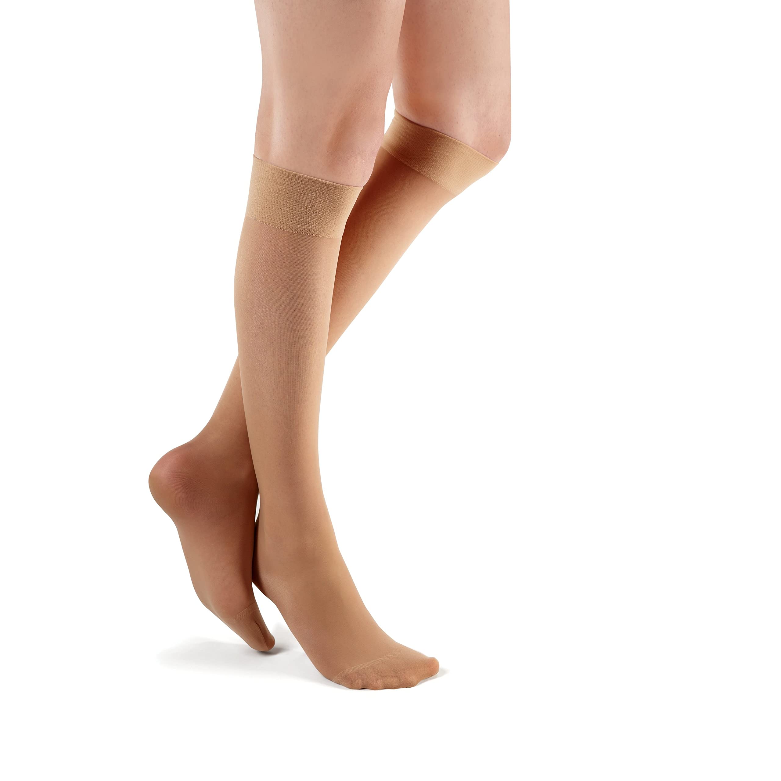 FUTURO Ultra Sheer Knee Highs for Women, Large , Nude, Mild (8-15 mm/Hg)