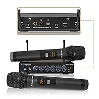 100 Channels Wireless Microphone Karaoke Mixer System with 2 Metal Handheld Microphones, Optical (Toslink), AUX, for Smart TV, Home Theater, Sound Bar (SWM16-2MEGA)