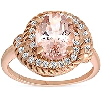 P3 POMPEII3 1 3/4ct Morganite Diamond Vintage Halo Engagement Anniversary Ring 14K Rose Gold
