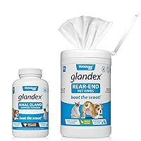 Glandex Vetnique for Dogs 5.5oz Beef Liver Powder Fiber Supplement Hygienic Wipes 75ct Bundle