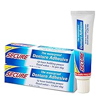 Waterproof Denture Adhesive - Zinc Free - Extra Strong 12 Hour Hold - 1.4 oz (Pack of 2)