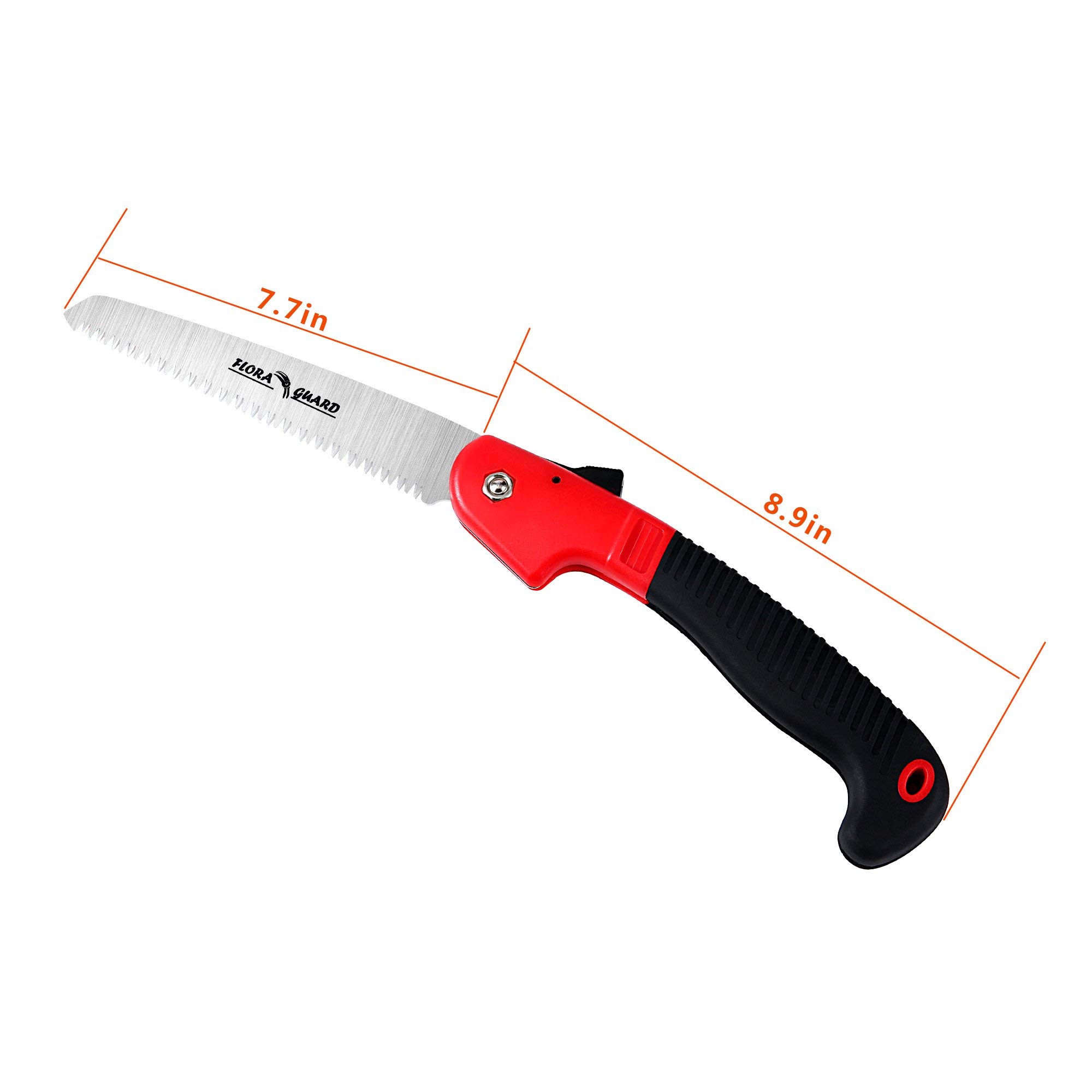 FLORA GUARD Folding Hand Saw, Camping/Pruning Saw with Rugged 7.7 Inch Blades Professional Folding Saw Razor Tooth Sharp Blade Solid Grip(Red)