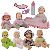 Baby Doll Clothes New Born Baby Doll Outfits for 14 15 and 16 inch Dolls Includes Doll Accessories Bottle, Pacifier, Blanket and Sets of Clothing