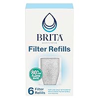 Brita Refillable Filter Refill Packs for Pitchers and Dispensers, BPA-Free, 80% Less Plastic*, Each Water Filter Lasts Two Months, For Use with Refillable Filter Shell (Sold Separately), 6 Filters