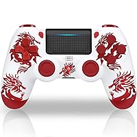 Wireless Controller Compatible with PS4/Slim/Pro and PC, Game Remote with Dual Vibration/6-Axis Motion Control - Fire Dragon