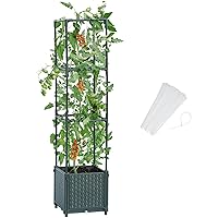 LINEX Raised Garden Bed Planter Box with Trellis, 41.3” Tomato Planters for Climbing Plants Vegetable Vine Flowers Outdoor Patio, Tomatoes Cage w/Self-Watering
