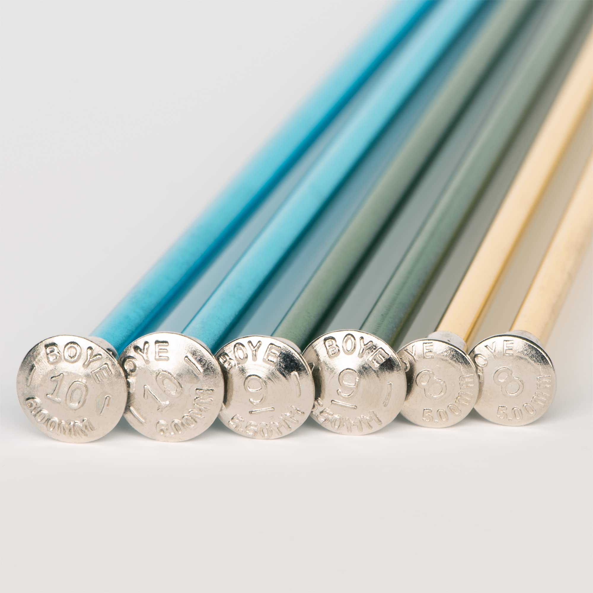 Boye Anodized Aluminum Straight Knitting Needle Set, US Sizes 8, 9, 10, Multicolor