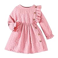 Toddler Kids Baby Girls Casual Long Sleeve Round Neck Dress Party Dress Clothes Daily Use Dress for