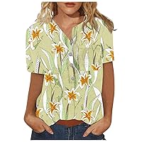 Womens Shirt Casual, Women's T-Shirts V Neck Short Sleeves Women's Short Sleeve Tops Dressy Casual Summer Graphic Floral