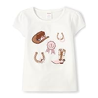 Gymboree Girls' and Toddler Fall and Holiday Embroidered Graphic Short Sleeve T-Shirts