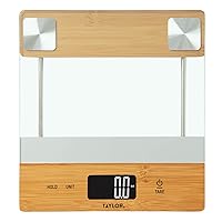 Taylor Digital Glass/Bamboo Household Kitchen Scale, 11 Pound Capacity, Natural