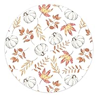 50 Sheets Fall Pumpkin Leaves Paper Placemat Orange White Round Paper Table Mat for Autumn Thanksgiving Party Dinner Table Decor, 13 Inch