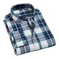 Men Flannel Plaid Shirt Cotton Spring Autumn Casual Long Sleeve Shirts Soft Slim Button Down