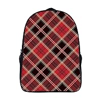 Red Buffalo Plaid 16 Inch Backpack Business Laptop Backpack Double Shoulder Backpack Carry on Backpack for Hiking Travel Work
