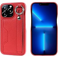 Case for iPhone 14/14 Plus/14 Pro/14 Pro Max, Luxury Protector Cover with Stand Holder Hand Strap Shockproof Protective Phone Case, for Women Girls (Color : Red, Size : 14 Pro Max 6.7
