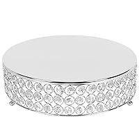 Silver Cake Stand,16 Inch Metal Round Large Cake Stands with Crystal for Wedding Birthday Party Reception Celebration