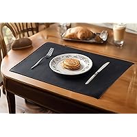 Distressed Genuine Leather Placemats, Handmade Placemats for Dining Table, Cafe & Restaurant Table-mats, Personalized Table Placemats, Set of 6 (Matte Black)