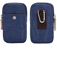 Men's Casual Canvas Coin Purse Clamps Available Belt Packs Mountaineering Sports Bags Outdoor Bag Dark Blue