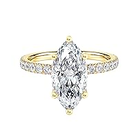 Diamond Wish IGI Certified 1 to 2 Carat Marquise Cut Lab Grown Diamond Ribbon Halo Engagement Ring for Women in 14k Gold with Side Stones (G-H, VS-SI, cttw) Wedding Promise Ring Size 4 to 9