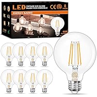 8-Pack G25 LED Globe Light Bulbs 3000K Soft White, Vintage E26 Base Edison Light Bulbs 60W Equivalent, 6W Round Light Bulbs with Filament for Bathroom Vanity, Clear Glass, 600LM, Non-dimmable