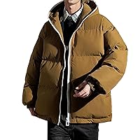 Mens Winter Jacket Puffer Parka Coat Down Coat Men's Fall/Winter Casual Hooded Solid Top