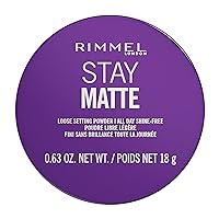 Rimmel Stay Matte Loose Powder, 001 Transparent, Face Loose Powder, Talc-free, Cruelty-free and Vegan, Lightweight, Soft Focus Effect, Soft Luxurious Applicator Puff​, 0.63oz