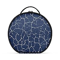 ALAZA Blue Abstract Marble Cosmetic Bag Round Travel Makeup Case Organizer Portable Storage Toiletry Bag with Adjustable Dividers for Women Business Trip College Dorm